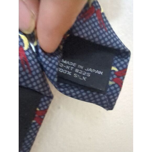 Jhane Barnes Mens Multicolor Abstract Blue 100% Silk Necktie Handmade In Japan - Picture 5 of 6